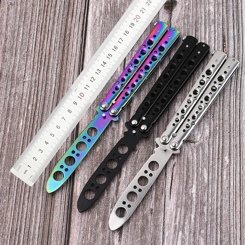 Hand Exercise Knife Foldable Butterfly Knife Portable CSGO Trainer Stainless Steel Pocket Practice Knife Training Tool For Games