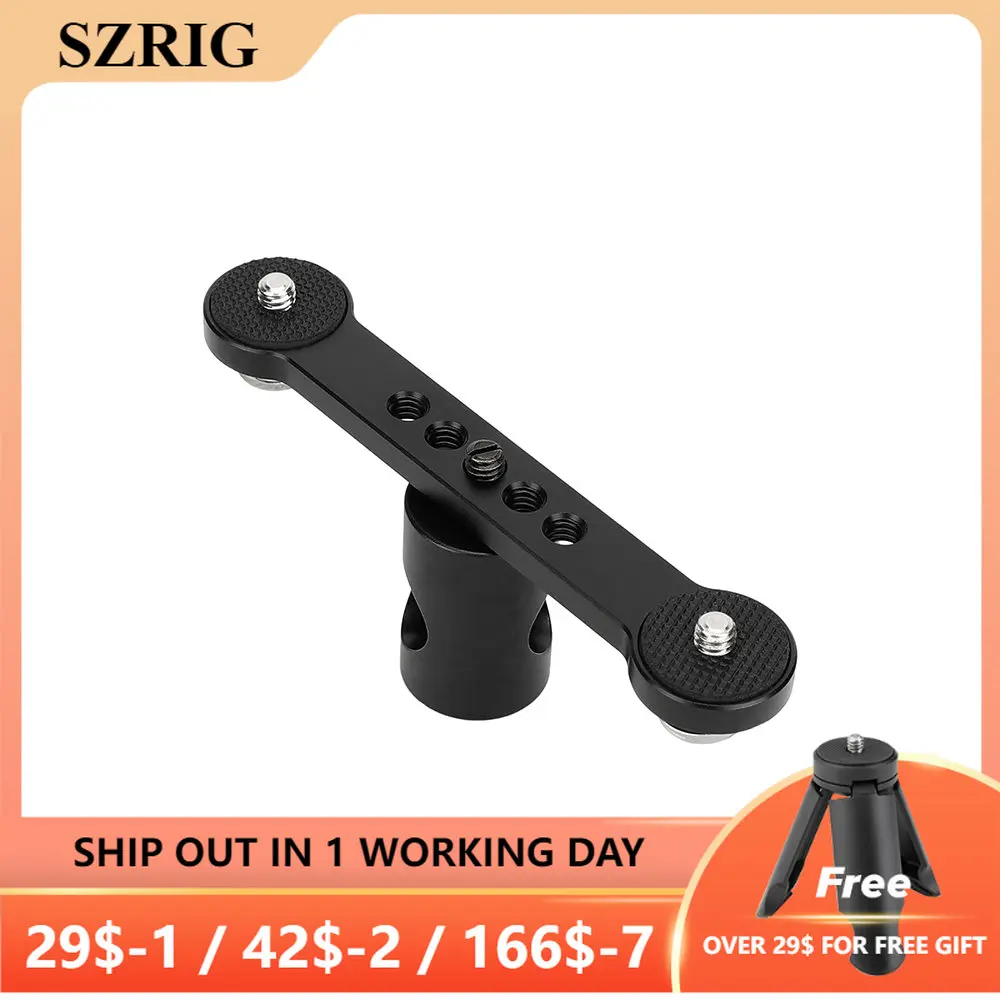 

SZRIG Extension Articulating Arm With Double End 1/4"-20 Thread Screw Mounts & Light Stand Mount For DSLR Camera DIY Cage Rig