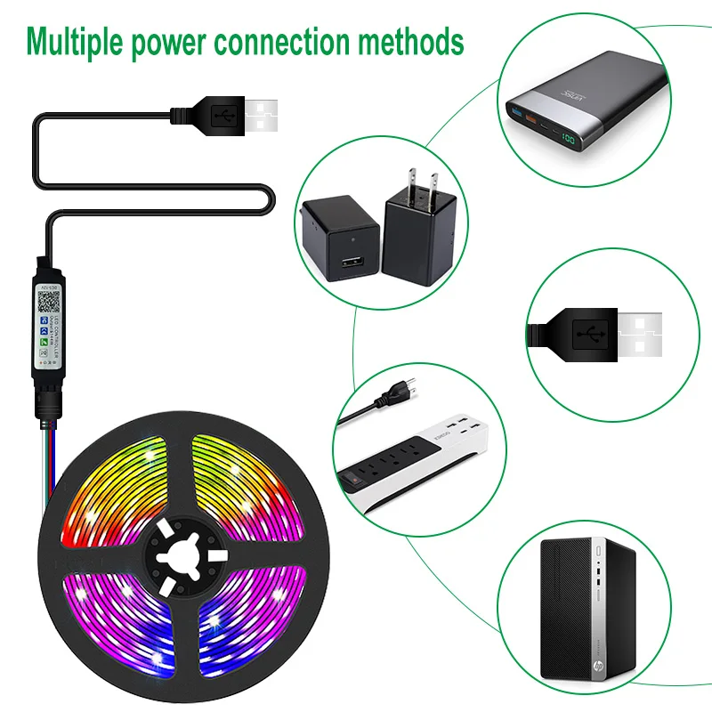 Светодиодная ленсветильник 1-5 м USB Bluetooth 5050 RGB светильник SMD 5 в постоянного тока |