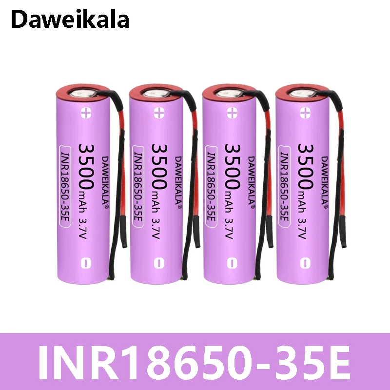 

High-capacity 35E INR18650 3.7V 3500mAh High Power Chargeable Lithium Battery, High Power Discharge 30A High Current + DIY Wir