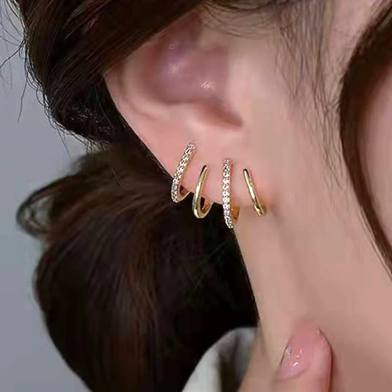 

Romantic 18K Real Gold Plated Spiral Geometry Earrings for Women High Quality Luxury Jewelry Shiny AAA Zircon S925 Silver Needle