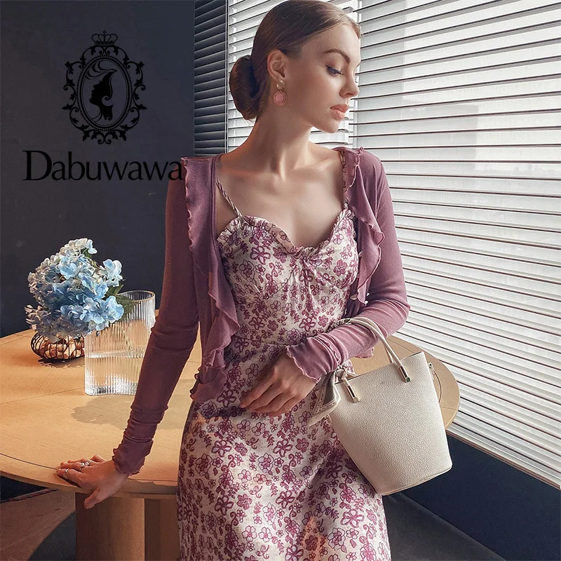 

Dabuwawa spaghetti straps dress women elegant square-neck autumn spring dress female Holiday long beach sundress DF1CDS003