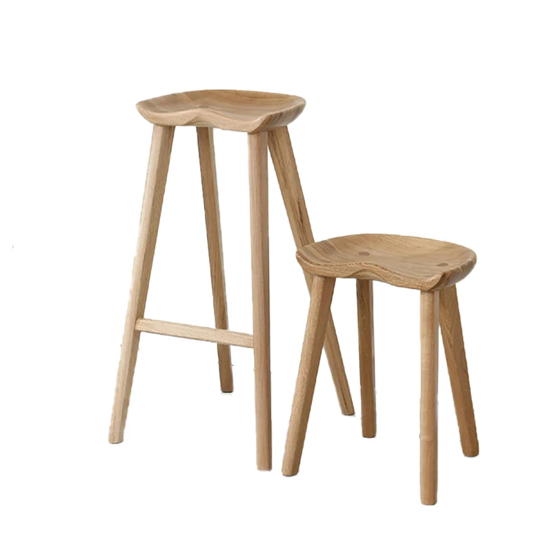 

Лидер продаж, Рекламная цена, простой стул из массива дерева с четырьмя ножками, высокий и низкий стул, современный креативный барный стул