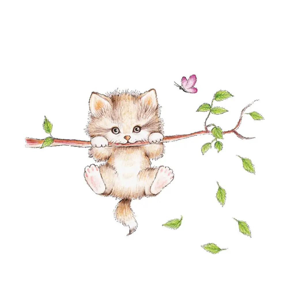 

Removable Antistatic Cat Background Wall Stickers Poster Paster Decals Wallpaper Decor Office Living Room Decoration