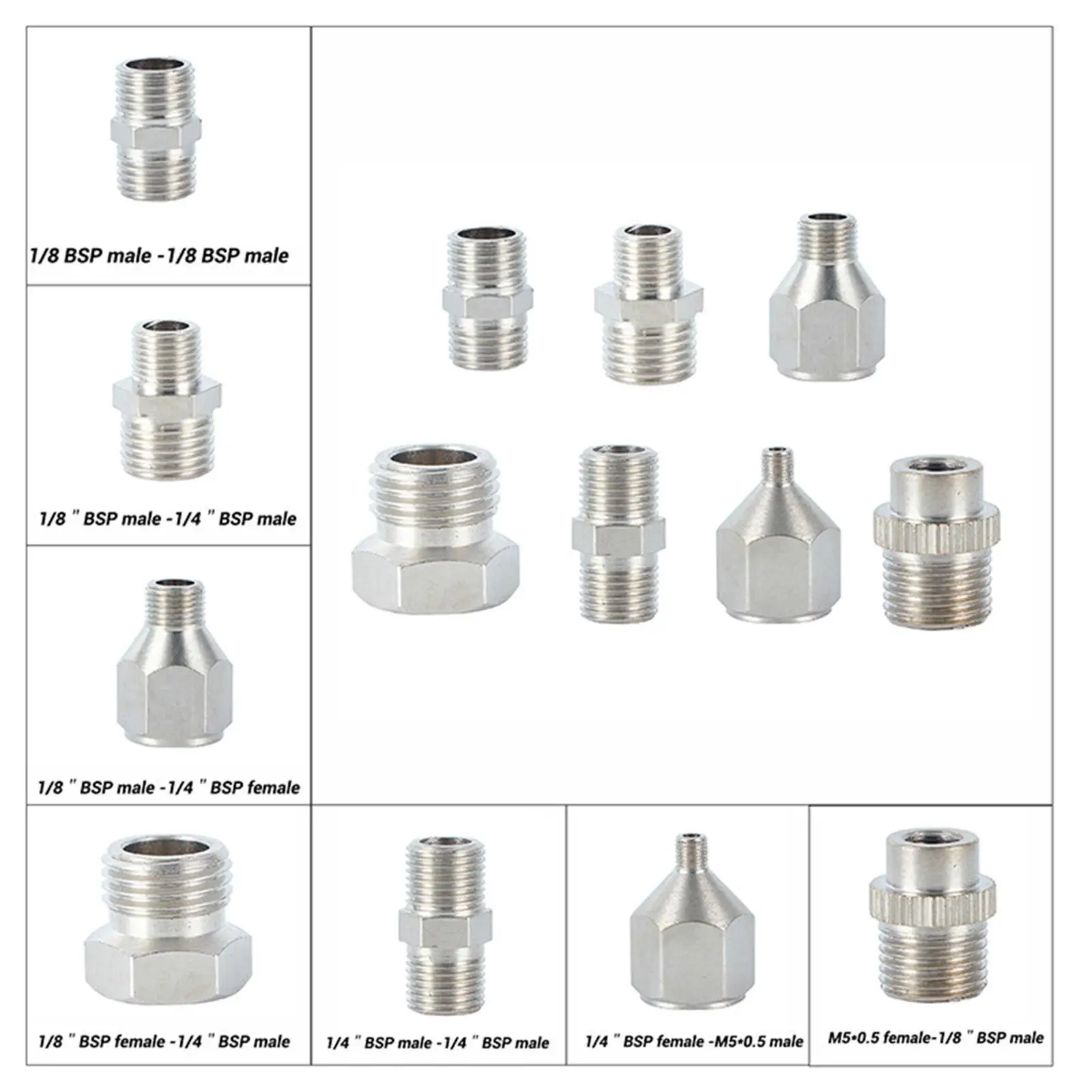 

7x Airbrush Adapter Set Airbrush Connector Airbrush Couplings for Airbrush Hose Airbrush Fitting Connector Airbrush Adaptor Set