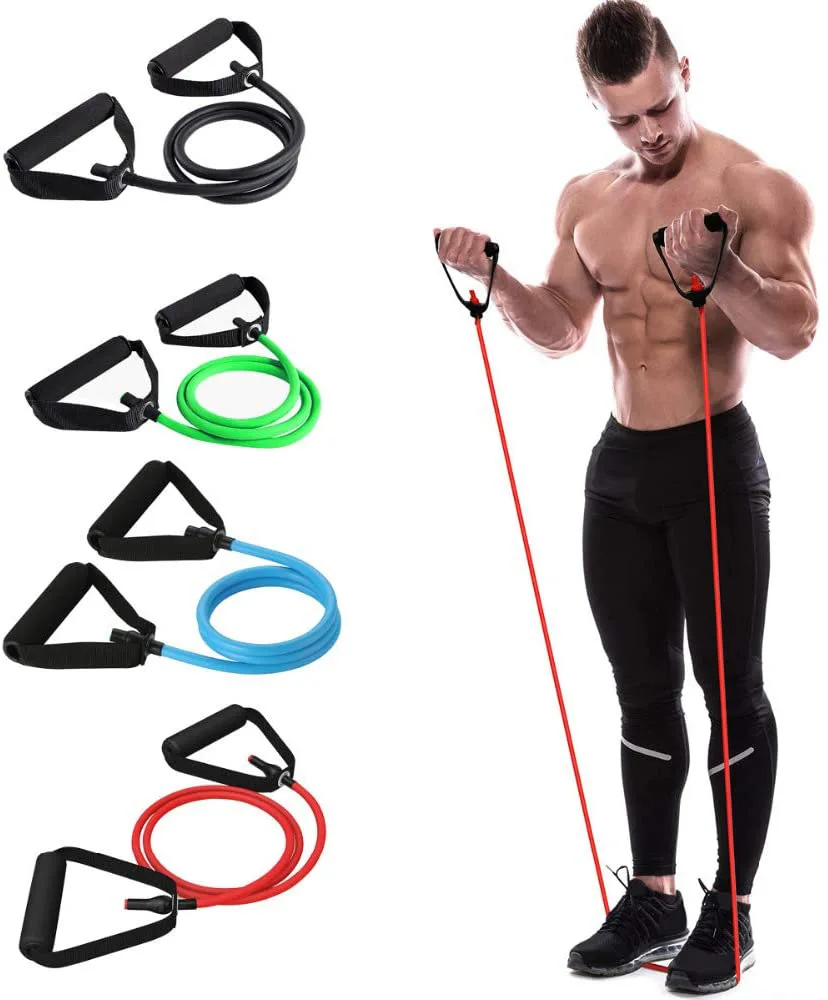 

5 Levels Resistance Bands with Handles Yoga Pull Rope Elastic Fitness Exercise Tube Band for Home Workouts Strength Training