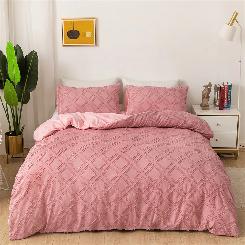 

Высококачественный Комплект постельного белья с геометрическим рисунком и цветами, однотонный комплект из двух предметов, пододеяльник, наволочки