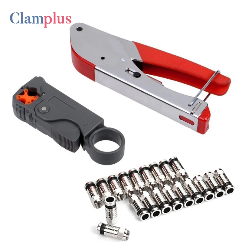 

Coax Cable Crimper Plier,Coaxial Compression Tool Kit Wire Stripper with F RG6 RG59 Connectors