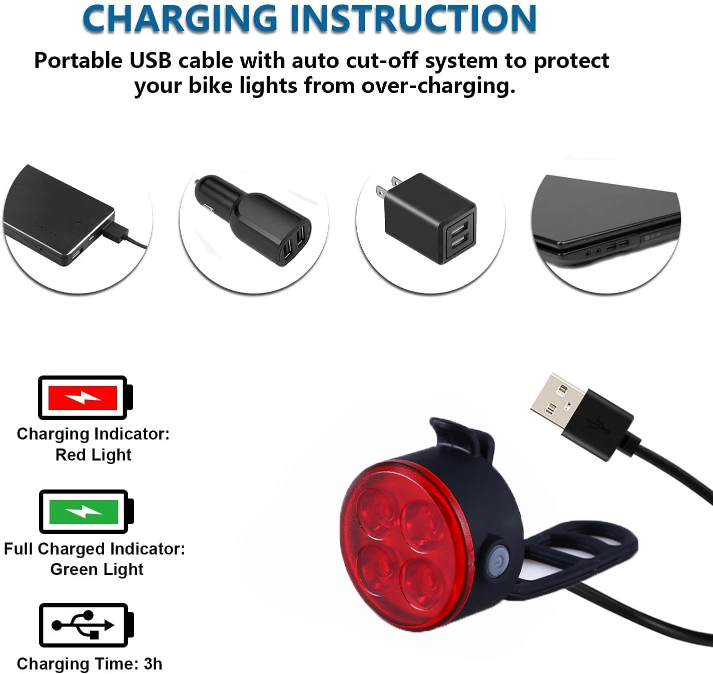 Светодиодный велосипесветильник Перезаряжаемый USB фонарь супер яркий Передний с