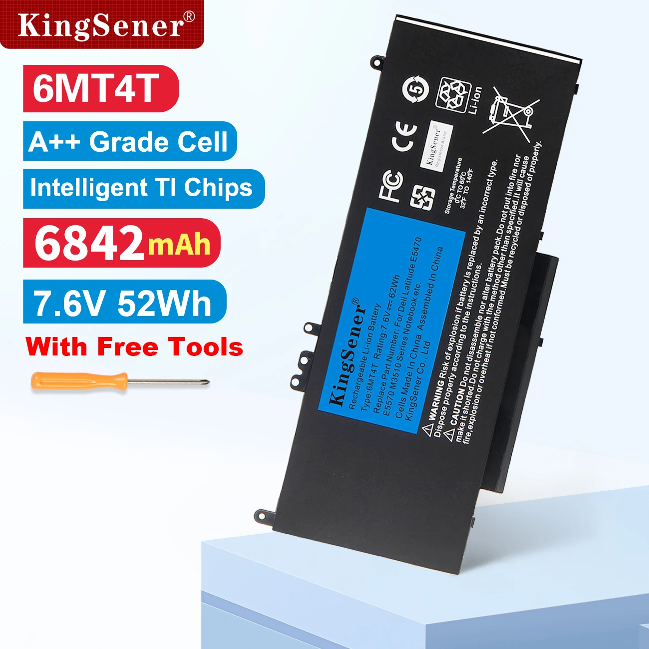 Аккумулятор KingSener 7 6 В 62WH 6MT4T для ноутбука DELL Latitude E5470 E5570 M3510 15 &quotSereis 7V69Y TXF9M 79VRK 07V69Y