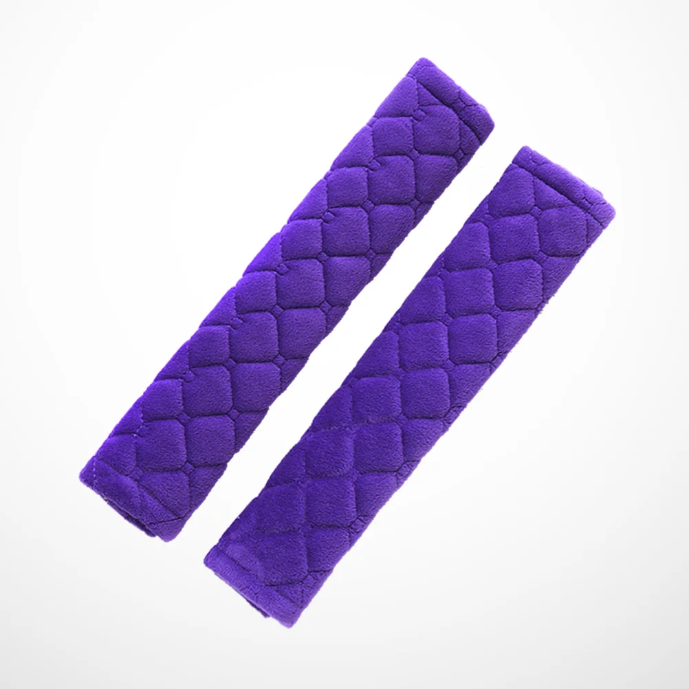 

1 Pair Car Shoulder Protector Embroidered Seat Belt Cover Plush Padded Portable Seat Belt Shoulder (Purple)