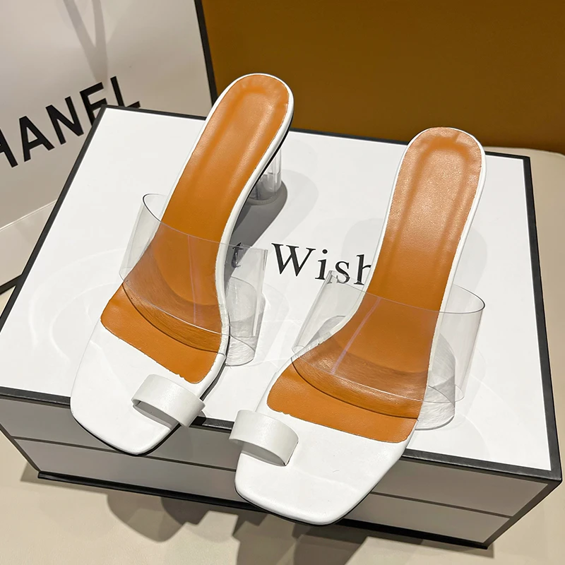 2022new Women's High Heels High Heels Office Women's Shoes PVC Transparent Crystal Sexy Women's Sandals Slippers Zapatos De Muje