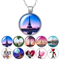 new beauty love eiffel tower photo silver colorbronze pendant necklace 25mm glass cabochon girl jewelry birthday gift 50cm