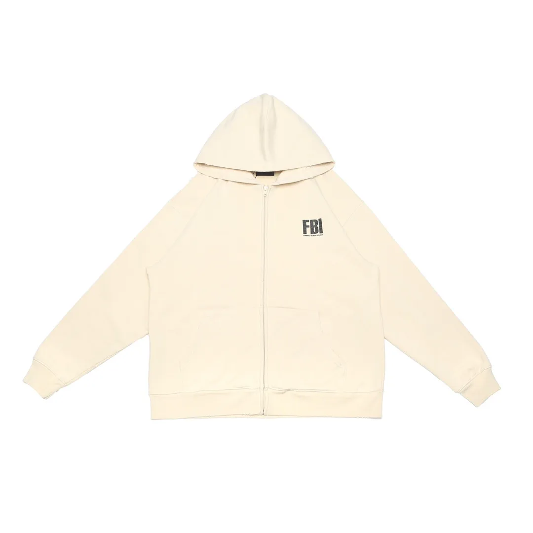 

Luxury Brand Fashion Cotton Hoodie Crack Letter FBI Print Design Zipper Cardigan Casual Loose Unisex Couple Sweatshirts Coat