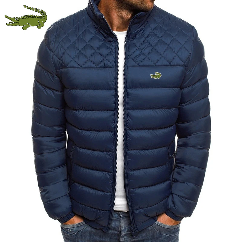 Men's fashion casual hooded thickened printed cotton jacket warm windproof cotton jacket