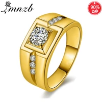lmnzb fashion tibetan silver jewelry yellow gold color male wedding band cz zircon engagement ring accessories gift for men