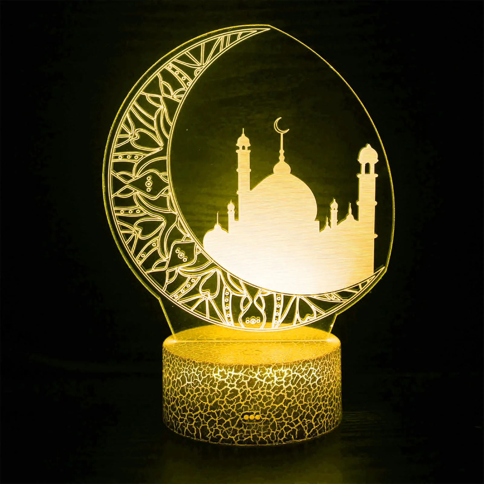 

Ramadan Mubarak Lamp Decorations Eid Crafts Night Light With Remote Control 3D Effect Moon Star Lights For Wedding Party Home