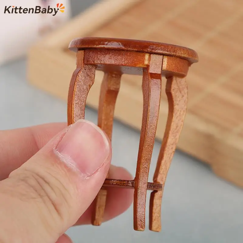 

1Pcs 1/12 Simulation Wooden Stool Living Room Toy Doll House Accessories Mini Dollhouse Furniture Miniature Kids Toy
