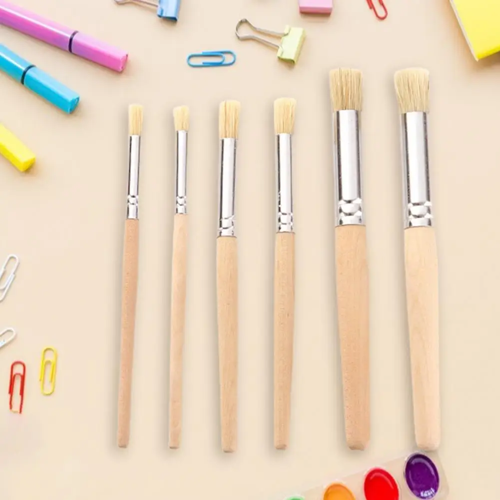 

Anti-deform 6Pcs Universal Arts Crafts Watercolor Painting Brush Set Featured Bristles Paint Brushes Flexible School Supplies