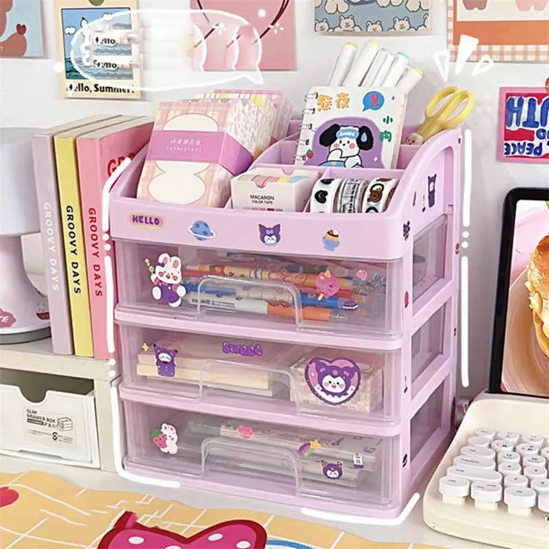 Кавайная серия фиолетовых цветов вместительный органайзер для хранения