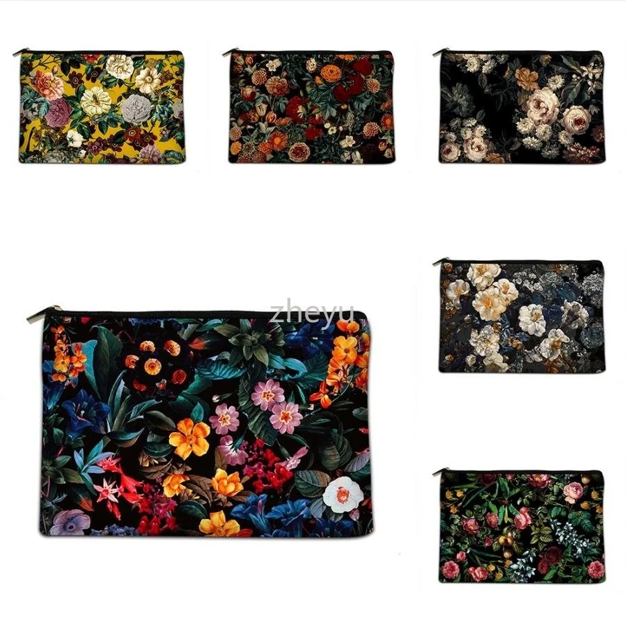 

Oil Painting Flower Pattern Clutch Bag Toiletries Storage Bag Ladies Cosmetic Bag Bank Card Bag