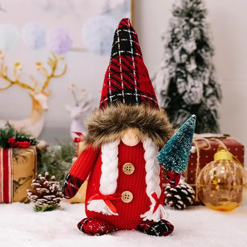 

Christmas Gnome Decor Faceless Rudolph Elf Decorative Santa Dwaft Doll with Long Beard Christmas Party Favors for Desk Table