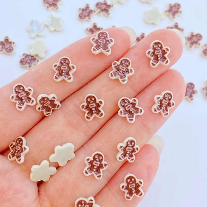 

50pcs New Cute 8mm Resin Mini Cracker Man Flat Back Cabochon Scrapbook Kawaii DIY Embellishments Accessories