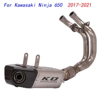escape motorcycle front link tube and exhaust muffler stainless steel exhaust system for kawasaki ninja650 2017 2021