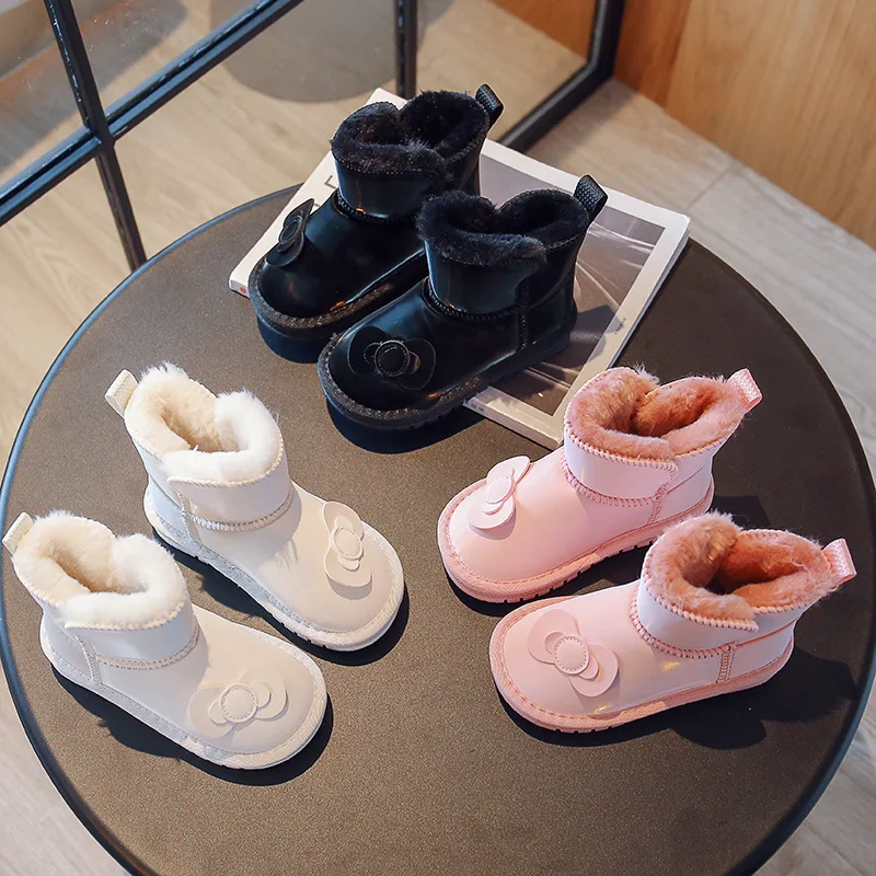 

Winter Baby Snow Boots for Kids Girls Children Outdoor Warm Non-slip Waterproof Plus Ankle Fur Boots Toddler Casual Cotton Shoes