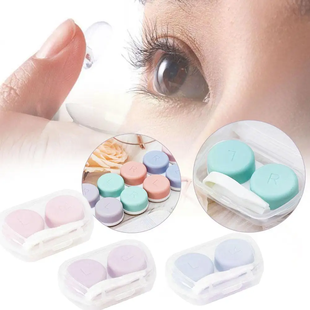 New Transparent Tweezers Contact Case For Women Portable Contact Lens Box Container Travel Contact Lenses Case Random Color P0Q9