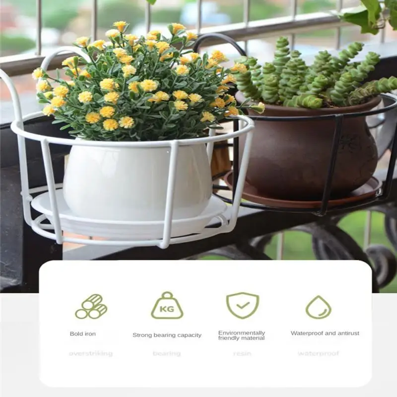

Балконная круглая корзина для цветочных горшков, железная ограда, забор, подвесное Горшечное растение, круглая полка, стойка для посадки, де...