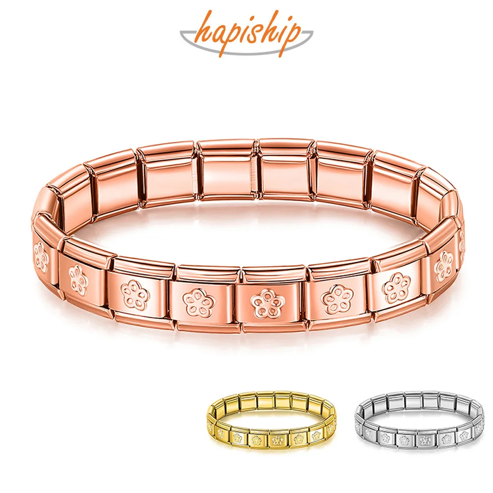 Браслет Hapiship из нержавеющей стали Женский, ширина 9 мм, с цветком, ювелирное украшение для свадьбы и Рождества, G228