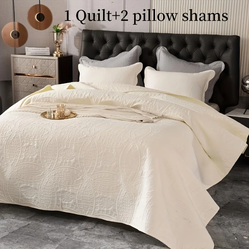 

3pcs Solid Color Teen Women Men, Bedspread Set For Bedroom Dorm Room (1*Bedspread + 2*Pillowcase, Without