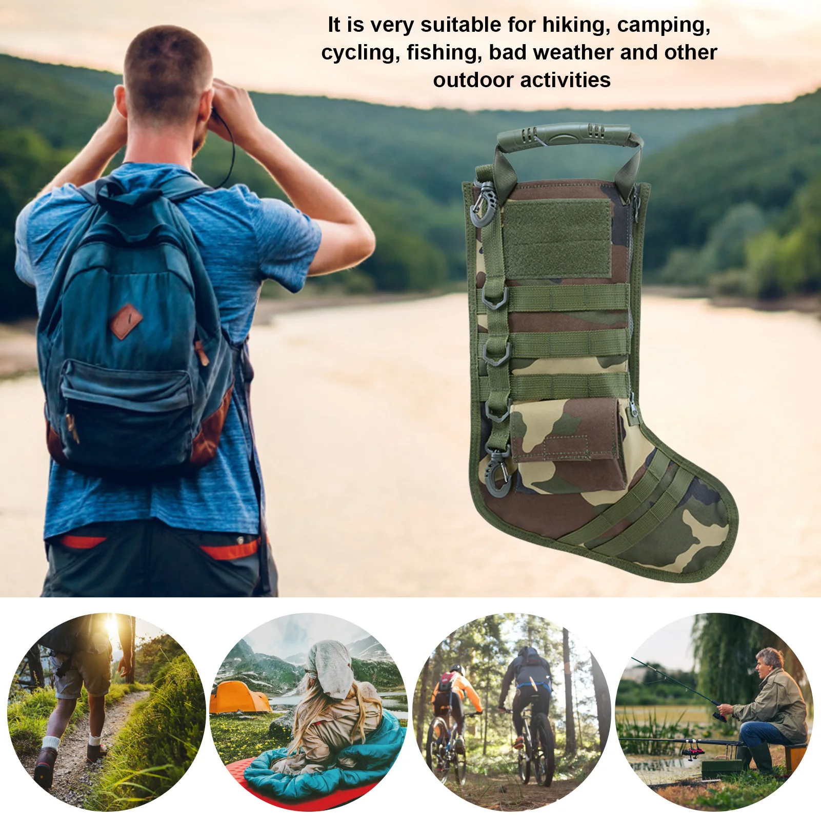 Тактические рождественские чулки камуфляжного цвета с гладкой молнией и