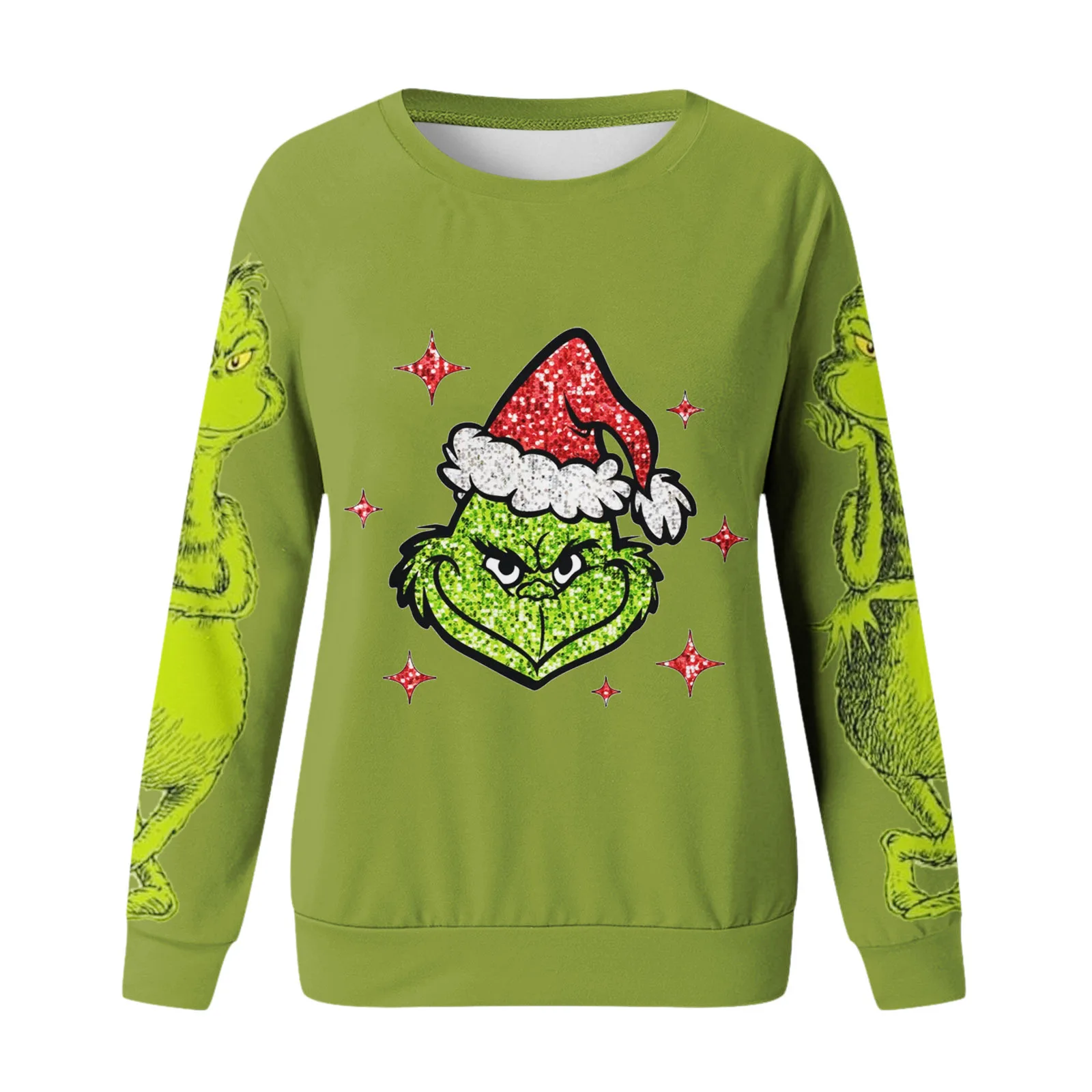 

New Women's Sweater 3D Printing Round Neck Sweater Europe and The United States Hooded Sleeve Style Sleeve Length(cm) Collar Age