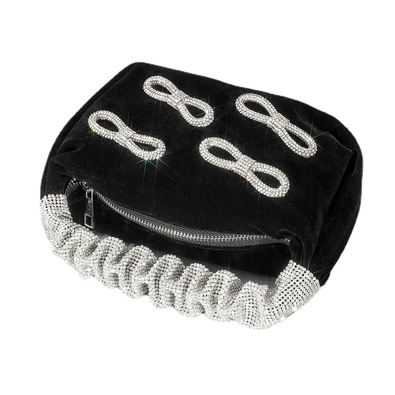 Маленькая квадратная велюровая Сумочка с бантом и стразами кошельки для женщин
