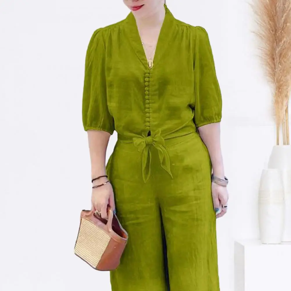 Женские комплекты из 2 предметов элегантные летние топы с V-образным вырезом и