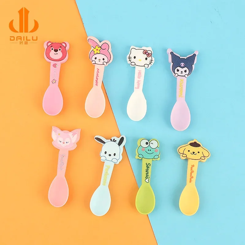 Новый милый миндальный мультфильм 3D ложка с животными принадлежности для скрапбукинга миниатюрная смола с плоской задней частью ремесло Декоративное плоское украшение DIY