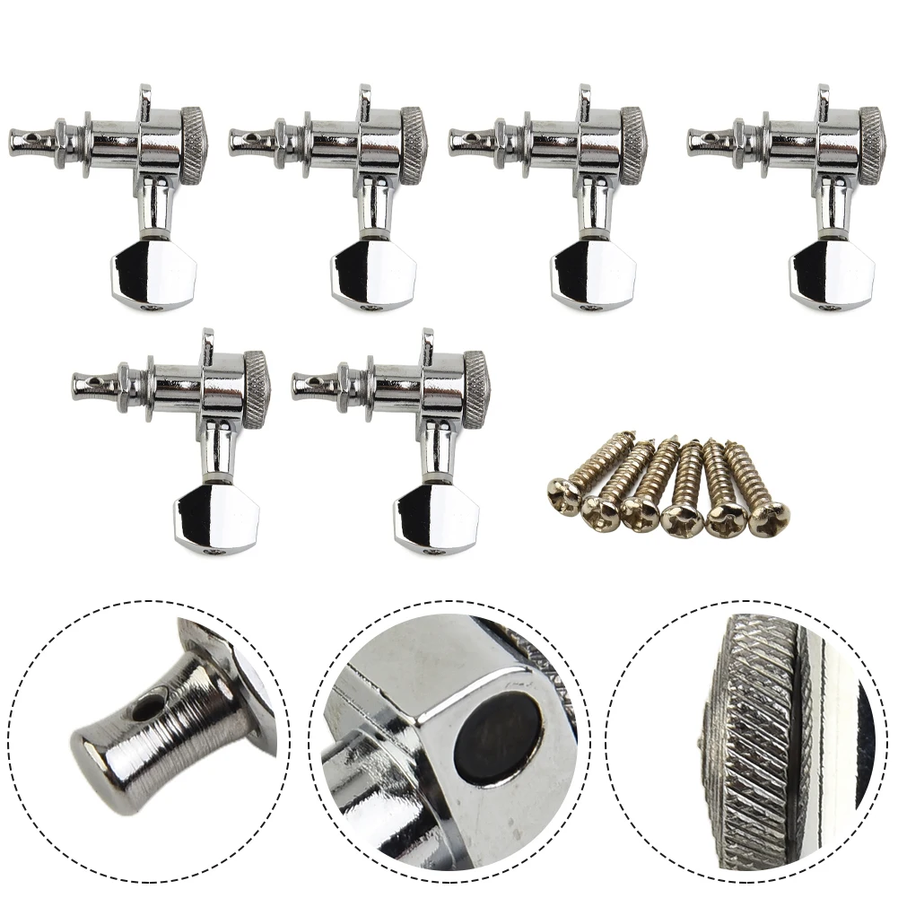 

Right Guitar Tuners 6pcs Keys Pegs Machine Head Replacement Chrome Locking Tuning Brand New Practical Universal