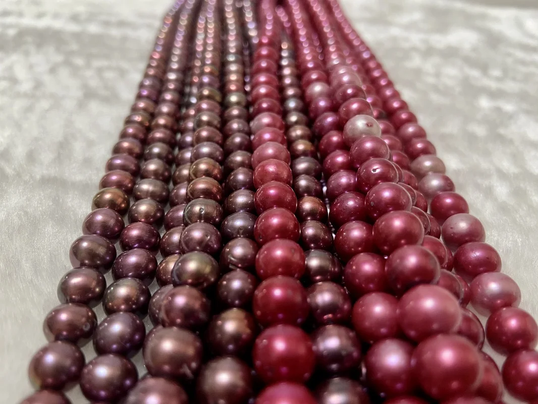 

New Trendy Natural Necklace 8-9mm Round Sea Genuine Rose Red Pearl Jewelry for Women Fine Wedding Accessories