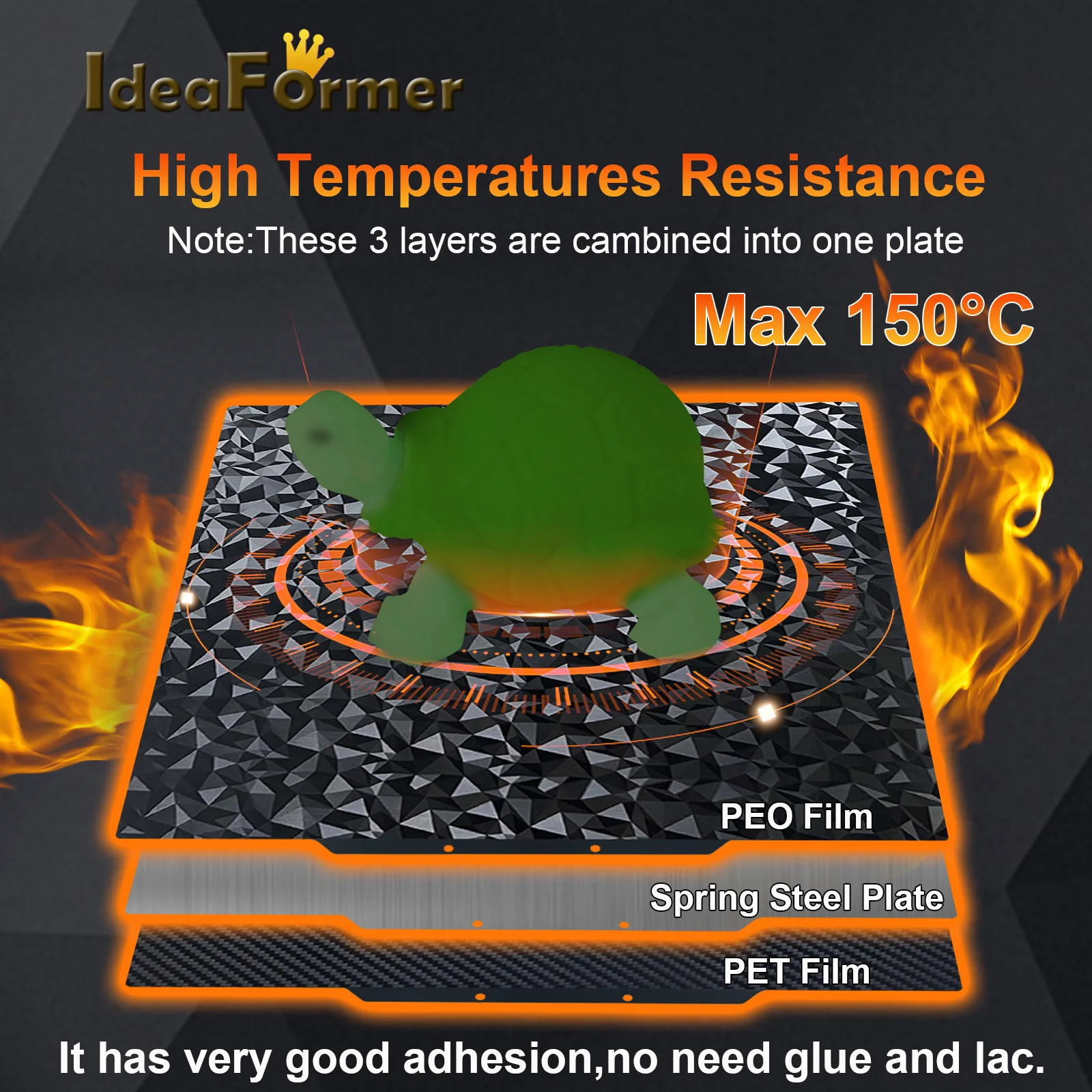 Усиленный тепловой стол PEI PEO PET для Anycubic kobra 2 Max 430x430 мм строительная пластина