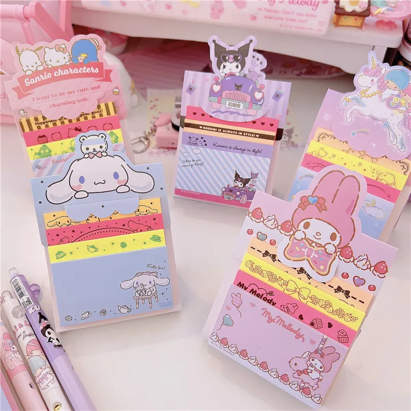

Kawaii Sanrioed Anime Cartoon series mymelody Cinnamoroll Kuromi cute fashion Desktop Decoration Sticky Notes Diy Guestbook