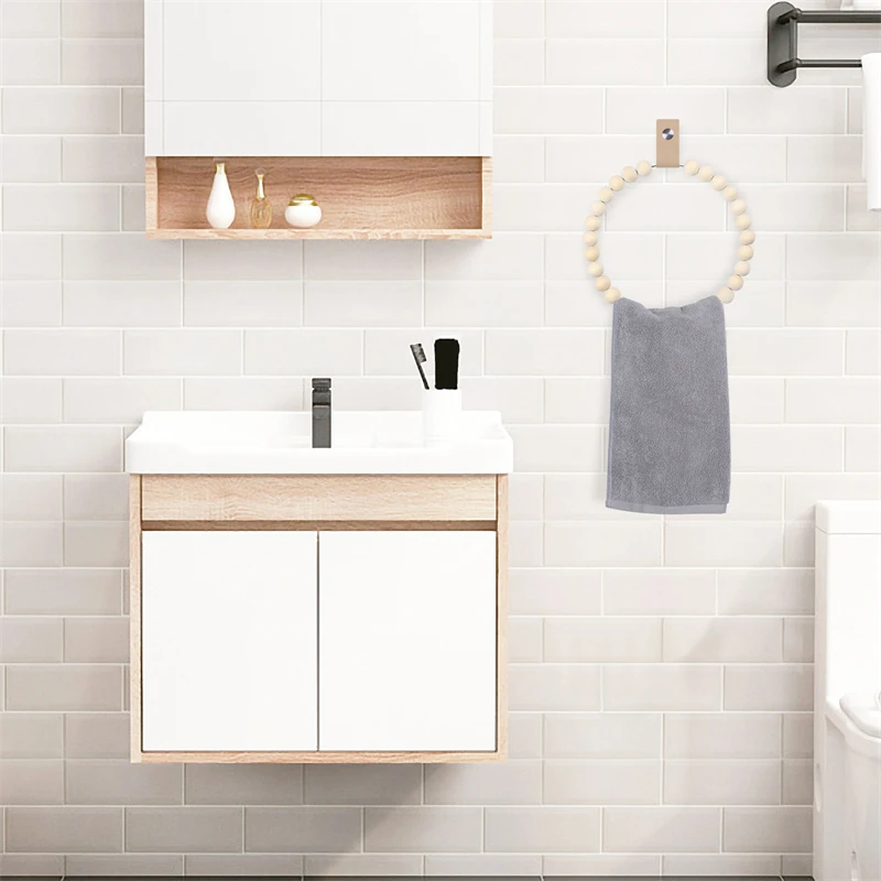 

Simplicity Fashion Wood Wall Mounted Towel Ring Bathroom Accessories Round Towel Holder Bathroom Towel Rack Hanger