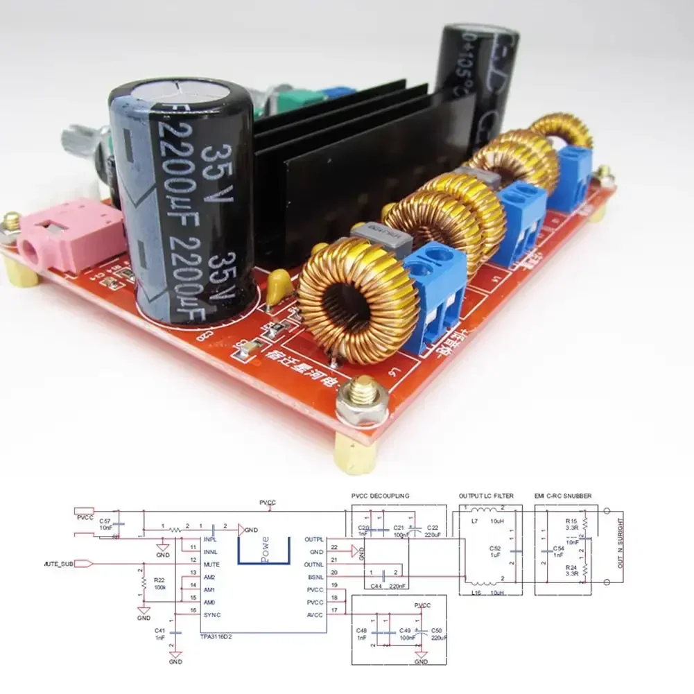Новая двойная Плата усилителя сабвуфера TPA3116D2 2*50 Вт + 100 2 1 каналов TPA3116 аудио