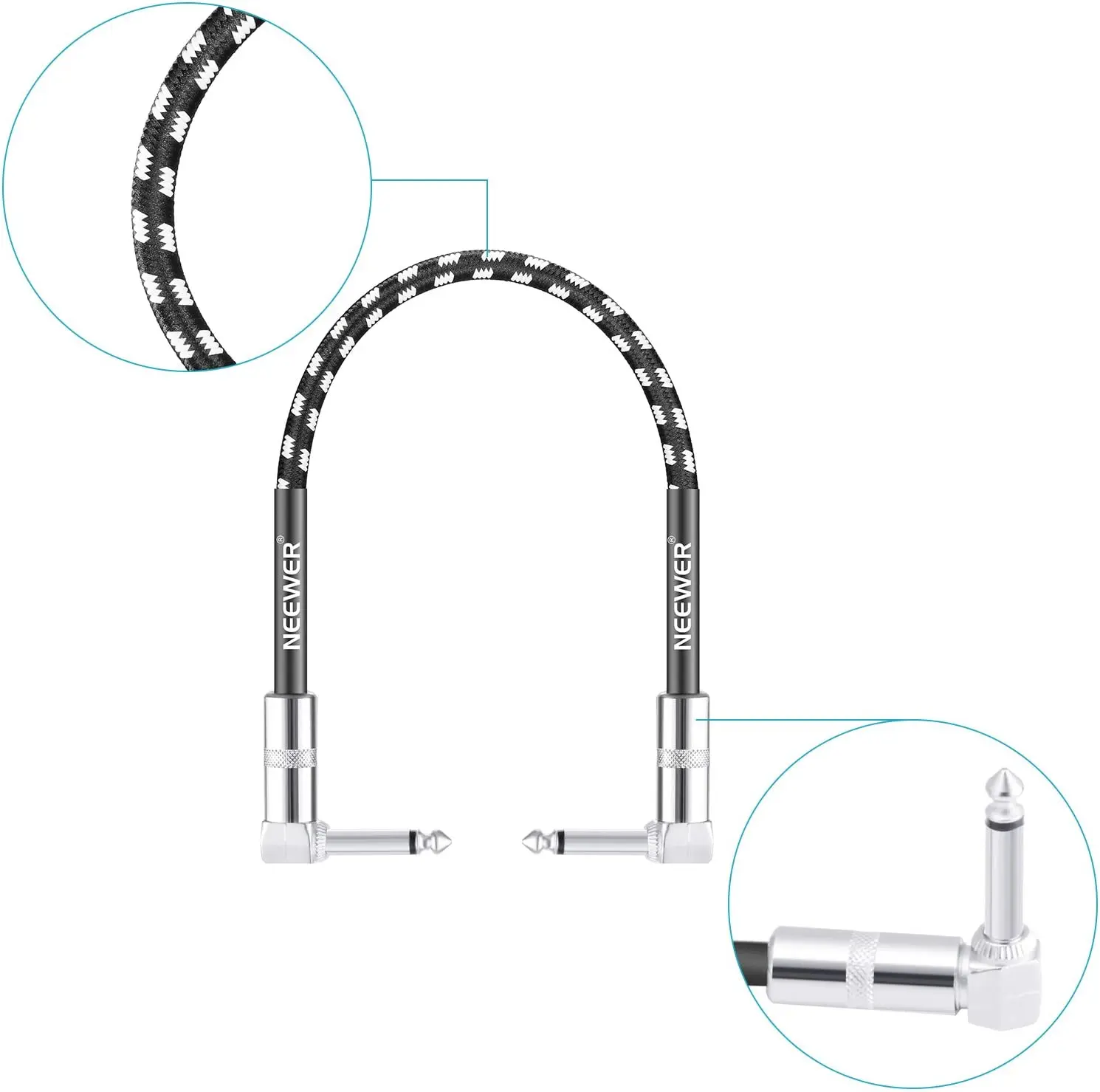 Neewer®1 фут соединительный кабель для гитары с прямоугольным штекером 1/4 дюйма