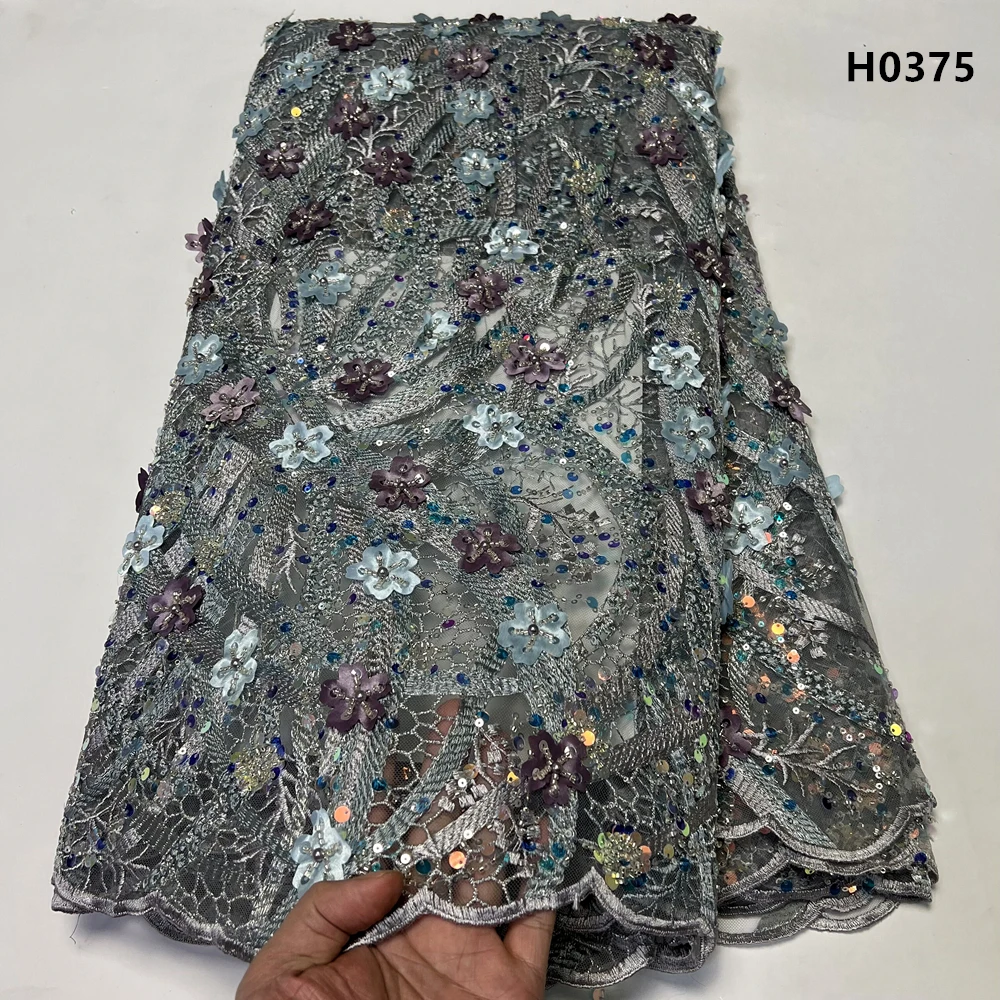 

Африканская ткань 2023 Блестки Ткань By The Meter Вышивка платья для выпускного вечера сетка из бисера тюль ткани для женщин шитье Кружева 5 ярдов