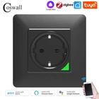 Настенная розетка COSWALL Zigbee 3,0 Tuya, ЕС стандарт с таймером включениявыключения, программируемая работа с Alexa Google Home Zigbee2mqt