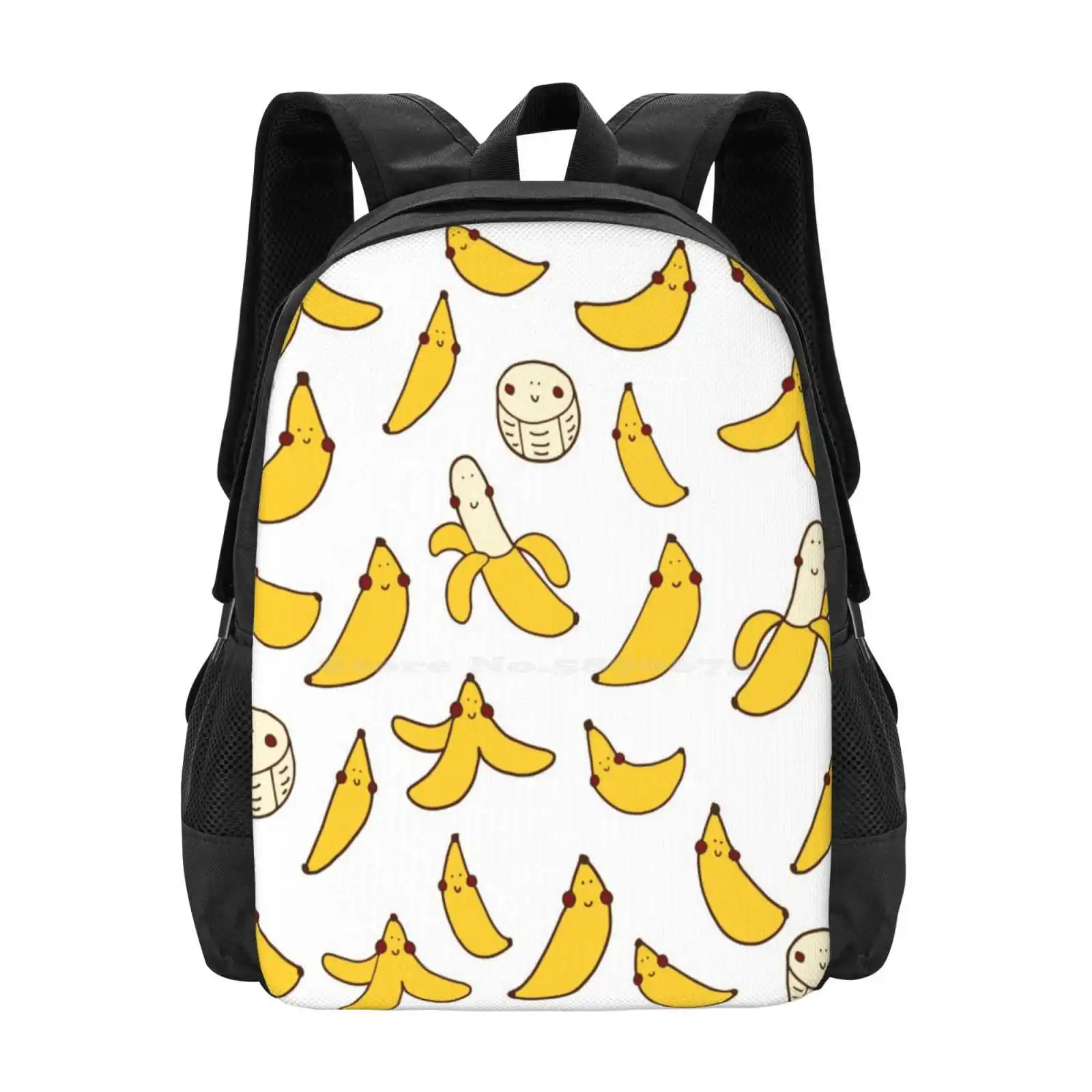I'M Bananas For You! School Bags For Teenage Girls Laptop Travel Bags Healthy Bananas Fruity Vitamins Green Banana Peel Cute