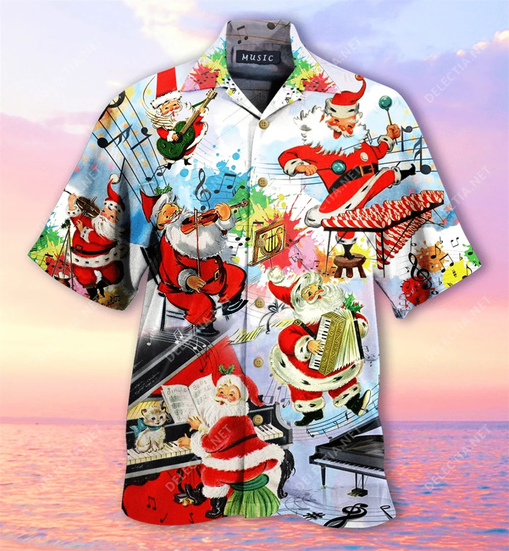 Christmas Shirt Santa Claus 3d Hawaiian Shirt For Men Casual Loose Short Sleeve Top 5xl Snowman Pattern Top Shirts Men images - 6