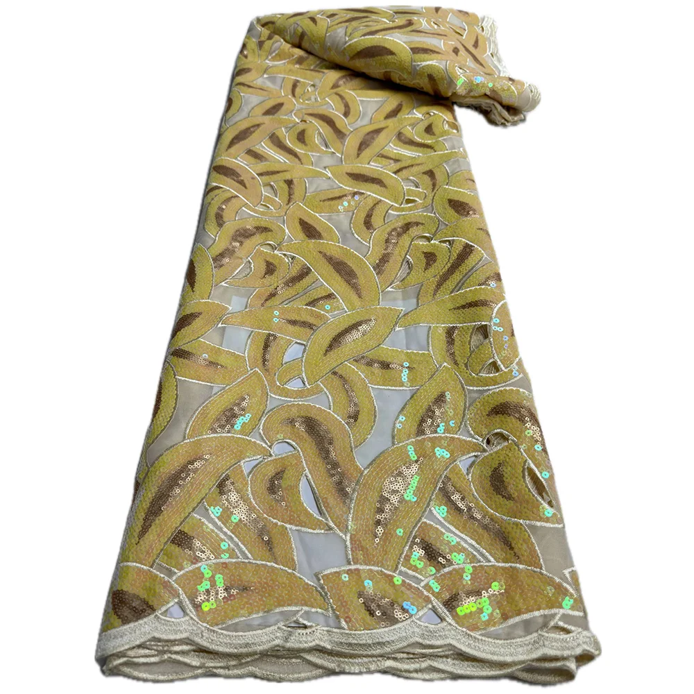 PGC Африканская Вышитая Кружевная Ткань Мягкая Французская Сетка С Блестками